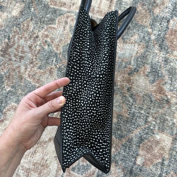 Loeffler Randall Jr Work Tote Embossed Python Nude Black Leather Handbag - Picture 4 of 11